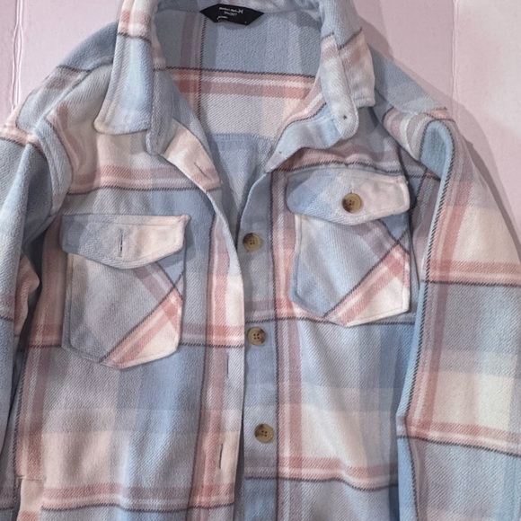 Plaid Button-Up Jacket in Blue and Pink - Picture 5 of 6
